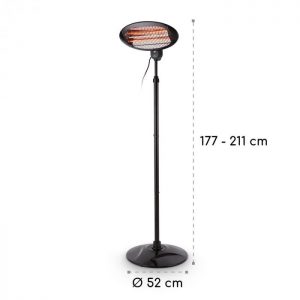 2KW Outdoor Free Standing Quartz Electric Garden Patio Heater 2000w