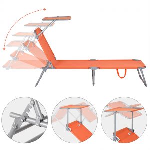 Folding Garden Sun lounger with adjustable Sun Shade