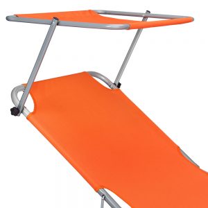 Folding Garden Sun lounger with adjustable Sun Shade