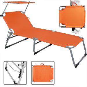 Folding Garden Sun lounger with adjustable Sun Shade