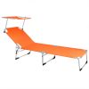 Folding Garden Sun lounger with adjustable Sun Shade