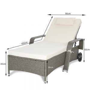 Garden Sun Lounger Day Bed- Cream