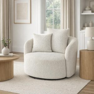 Sorelle Swivel Chair – Curved Upholstered Accent Chair